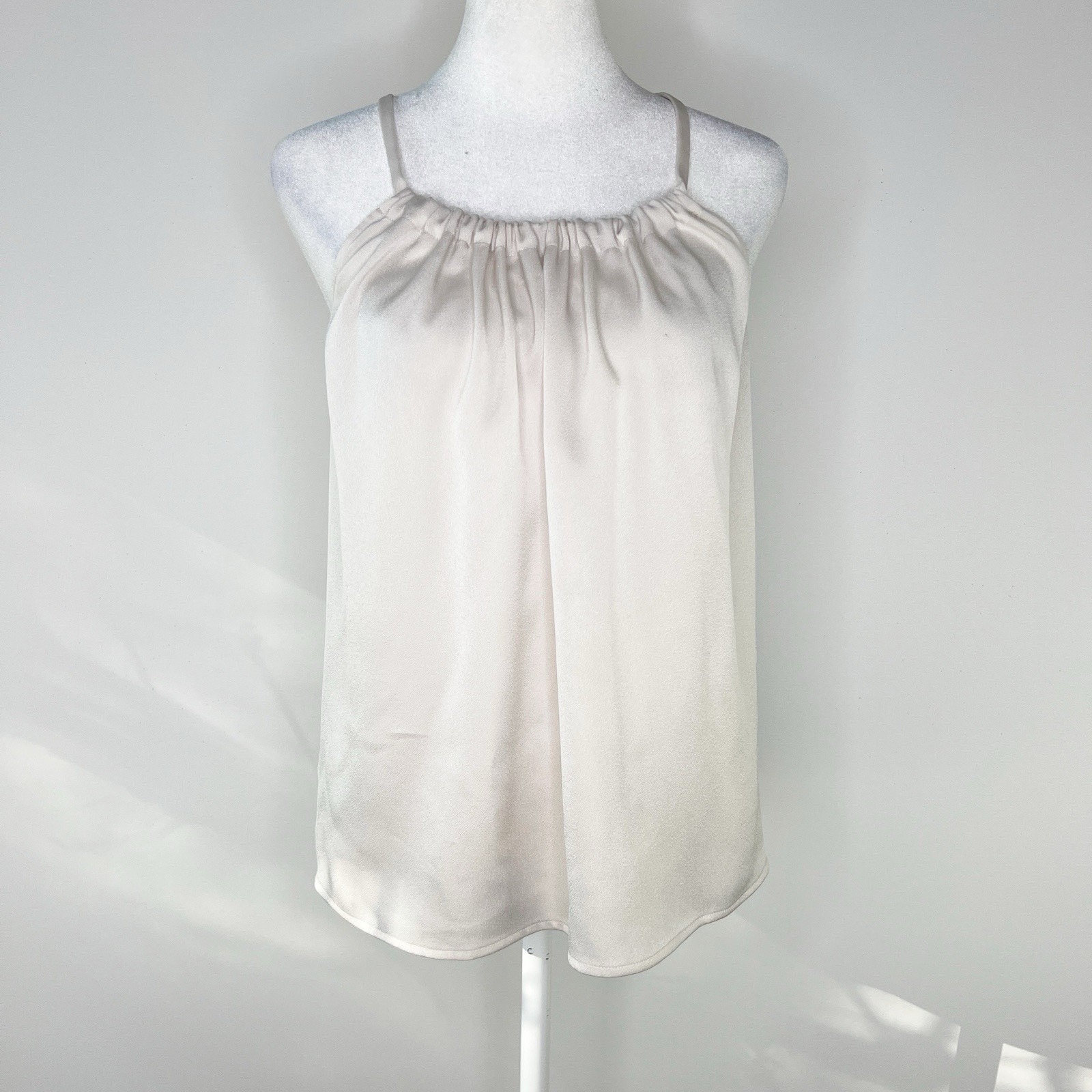 Vince Ivory Dressy Minimalist Night Out Gathered Chiffon Camisole Tank Size Xs